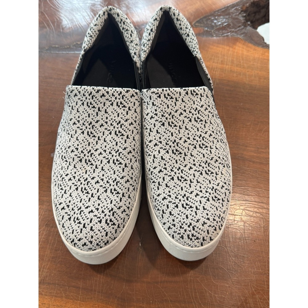 Vince Women's Knit Slip-On Sneakers Black White‎ Size 11 EUR 41 NWOT